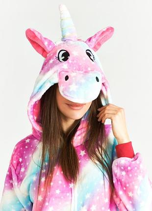 Пижама кигуруми единорог галактический размеры на рост от 110 до 185 см