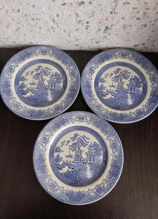 English ironstone'blue willows' тарелки англия коллекционные винтаж