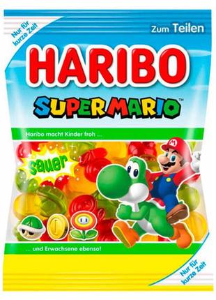 Конфеты желейные с соком haribo super mario, 175г, германия, жевательные конфеты харибо, мишки золотые