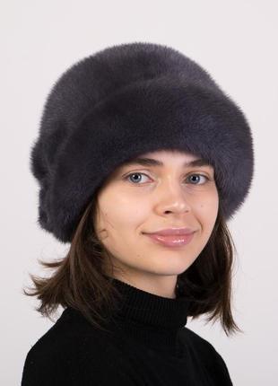 Женская зимняя меховая норковая шляпа с аппликацией3 фото