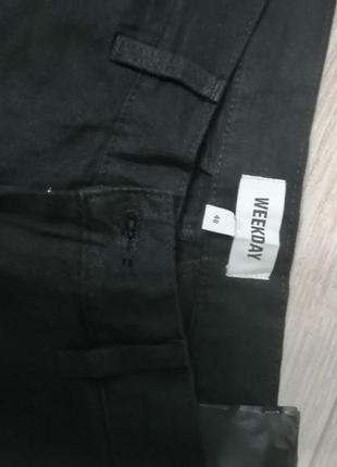 Прямі вкорочені лляні брюки штани weekday arbus twill trousers black7 фото