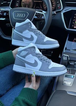 Кроссовки nike air jordan 1 high silver gray white 💥🦅