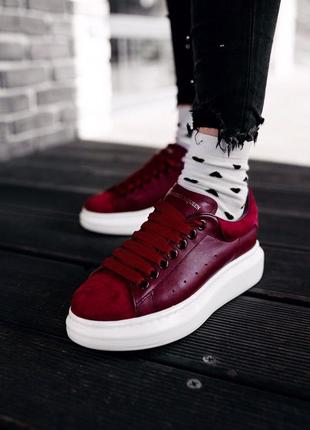 Кросівки alexander mcqueen «dark red» кросівки5 фото