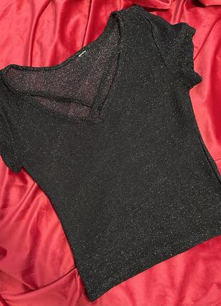 Майка блузка з блискітками-стильна піврозора блузка
