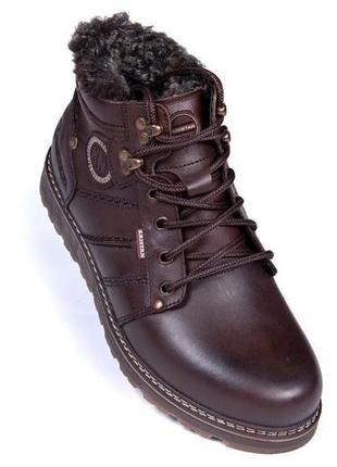 Зимові шкіряні черевики kristan коричневі4 фото