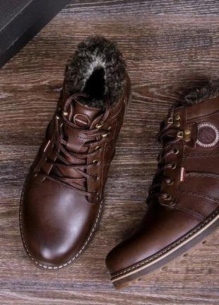 Зимові шкіряні черевики kristan коричневі8 фото