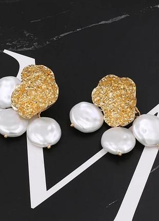 Металичиские серьги с жемчугом zarastyle !!💥1+1=3💥!!