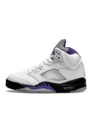 Кроссовки nike air jordan 5 retro white black purple 💥🦅3 фото