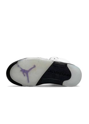 Кроссовки nike air jordan 5 retro white black purple 💥🦅7 фото