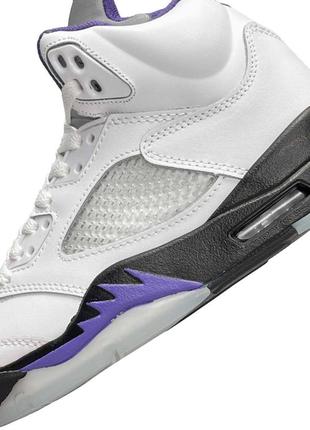 Кроссовки nike air jordan 5 retro white black purple 💥🦅6 фото