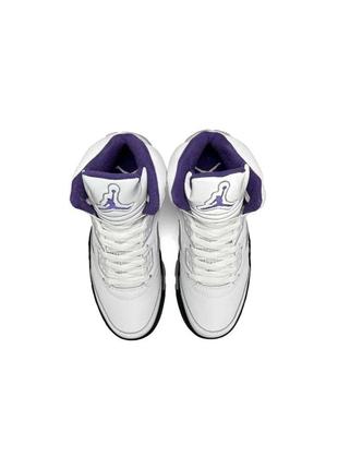 Кроссовки nike air jordan 5 retro white black purple 💥🦅4 фото