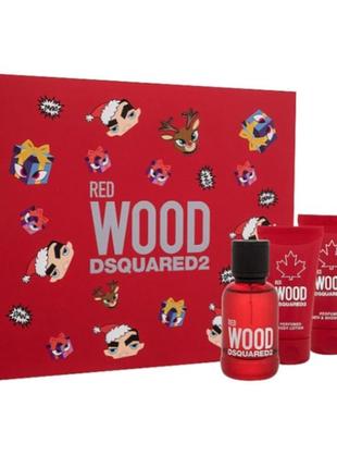 Подарочный набор dsquared2 red wood туалетная вода 50 ml, гель для душа 50 ml, лосьон для тела 50 ml1 фото