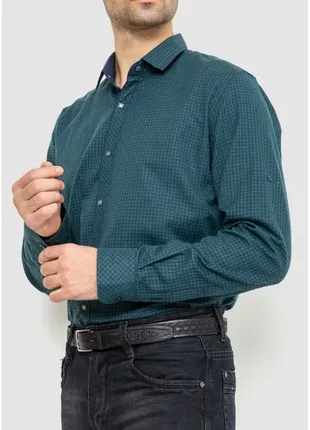 Сорочка чоловіча в клеку байкова, колір зелено-синій, 214r99-33-022