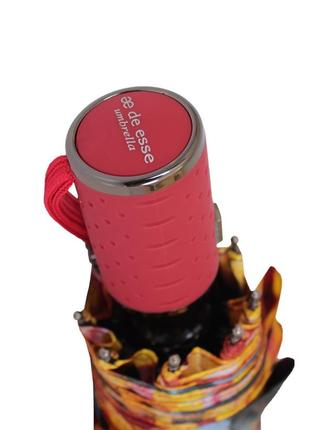 Надёжный женский зонт автомат чёрный с цветами de esse 3136-чц