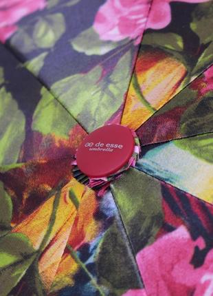 Надёжный женский зонт автомат чёрный с цветами de esse 3136-чц