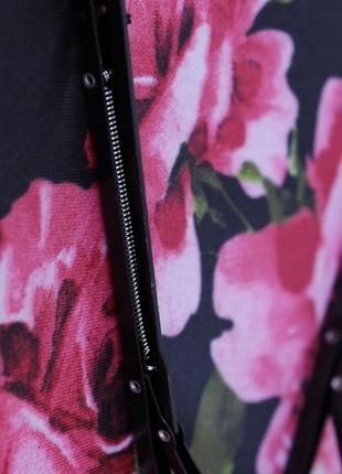 Надёжный женский зонт автомат чёрный с цветами de esse 3136-чц