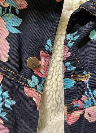Винтажная трендовая джинсовая утепленная куртка-бомбер vintage y2k8 фото