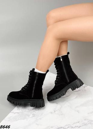 Зимние черные замшевые высокие ботинки, натуральная замша2 фото