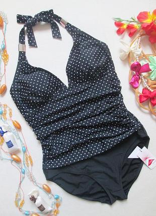 Шикарный слитный купальник в горох  с драпировкой figleaves 12-23 🌺🌴🌺