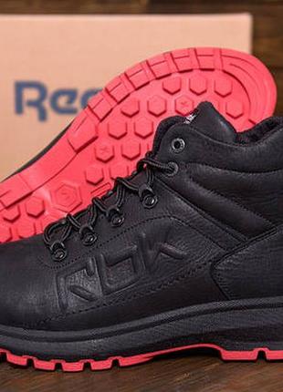 Чоловічі зимові шкіряні кросівки reebok black leather