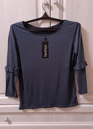 Лонгслив однотонный графит,блуза вискоза