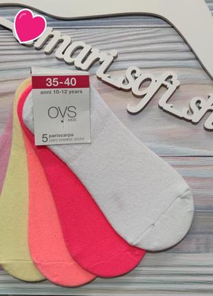 Шкарпетки-сліди для дівчинки ovs 35-40 (10 - 12 років), рожеві, жовті, коралові, малинові, білі
