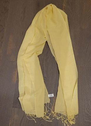 Шарф накидка желтый тонкий шерсть длинный