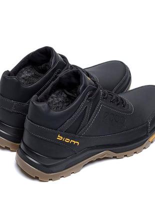 Мужские зимние кожаные ботинки э-series active drive black10 фото