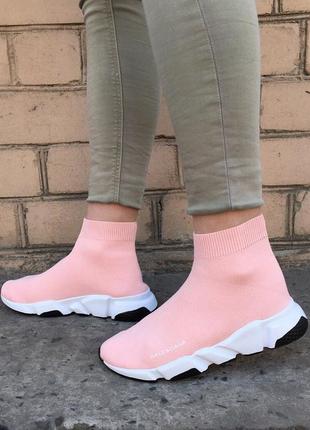Balenc1ag@ speed trainer pink white стильные женские летние кроссовки,  жіночі кросівки рожеві1 фото