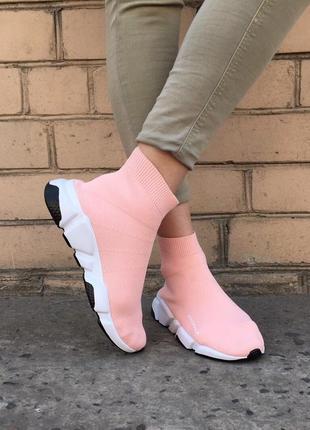 Balenc1ag@ speed trainer pink white стильные женские летние кроссовки,  жіночі кросівки рожеві2 фото