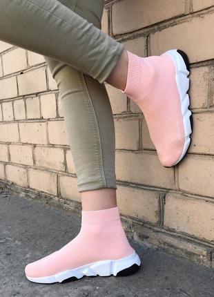 Balenc1ag@ speed trainer pink white стильные женские летние кроссовки,  жіночі кросівки рожеві3 фото