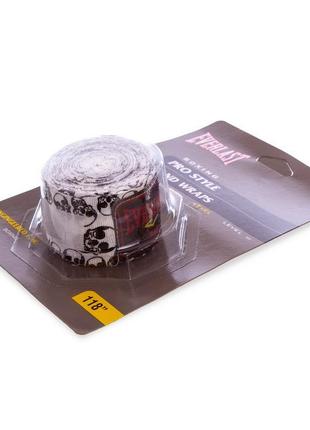 Бинты боксерский хлопок с эластаном с принтом череп 🔥3м черный-белый