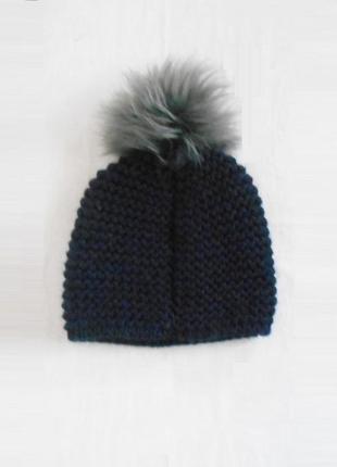 Теплая шерстяная шапка крупной вязки с бубоном marie lund2 фото
