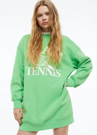 Сукня толстовка оверсайз із принтом h&m — xs, s, m, l з начосом