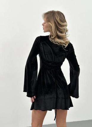 Оксамитова сукня міні❤️ жіноче оригінальне плаття з рукавами вільного крою якісне коротке2 фото
