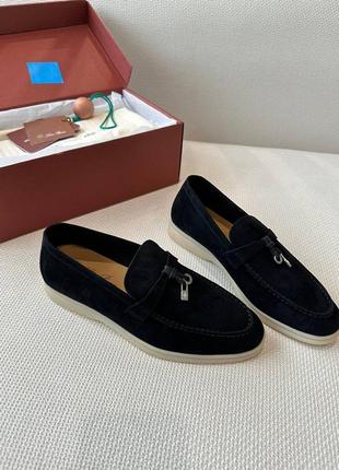 Замшевые черные лоферы в стиле лоро пиана loro piana