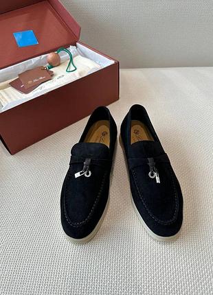 Замшевые черные лоферы в стиле лоро пиана loro piana