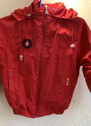 Червона демісезонна куртка buba 110-116. вітровка на флісі унісекс6 фото