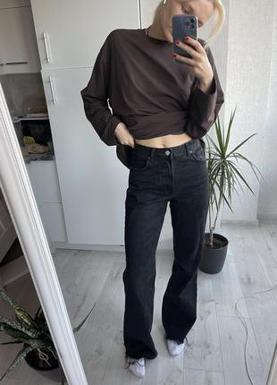 Джинсы широкие zara, черные