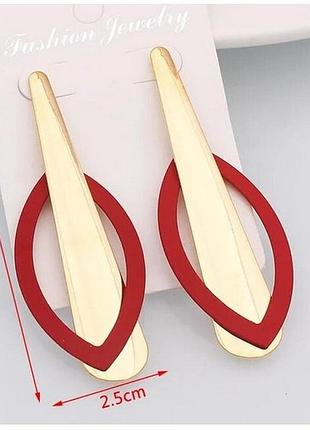 Великі довгі сережки з червоними пелюстками, нові! арт. 5355