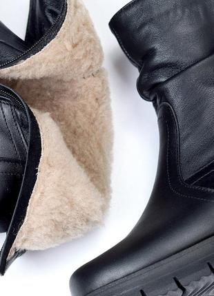 Зимние кожаные ботинки на натуральном меху6 фото