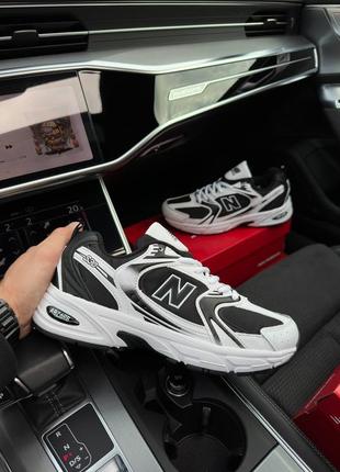 Зимові чоловічі кросівки new balance 530 fleece termo white&black