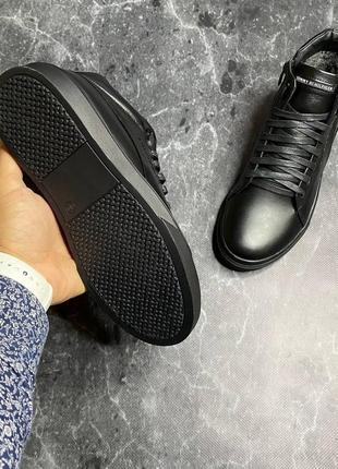Чоловічі зимові черевики tommy hilfiger чорні із натуральної шкіри, мужские кожаные зимние ботинки на молнии6 фото