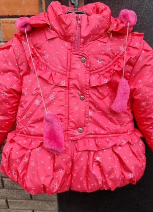 Детская зимняя курточка 3-4 года на девочку с капюшоном
