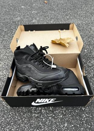 Чоловічі зимові термо кросівки, снікербути, nike air max 95 sneakerboot. чорні3 фото