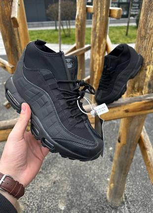 Мужские зимние термо кроссовки, сникербуты, nike air max 95 sneakerboot. черные2 фото