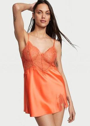 Пеньюар victoria's secret lace top satin slip size xl