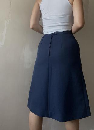 Длинная юбка синяя плотная ткань офис стиль юбка миди3 фото