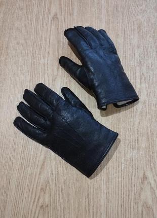 Мужские теплые кожаные перчатки на меху2 фото