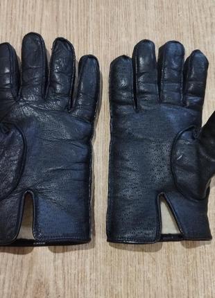 Мужские теплые кожаные перчатки на меху